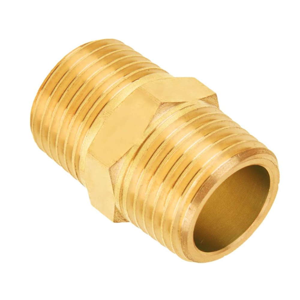 122-N3 FloFlex Brass Pipe Fitting<BR>Hex Nipple 3/8" Male x 3/8" Male NPT